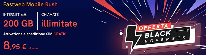 Fastweb Mobile Rush 200 GB Black November