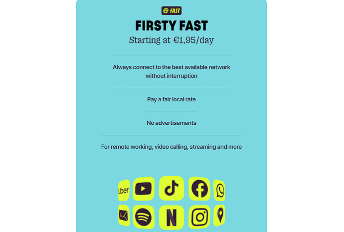 Firsty eSim Internet gratis globale